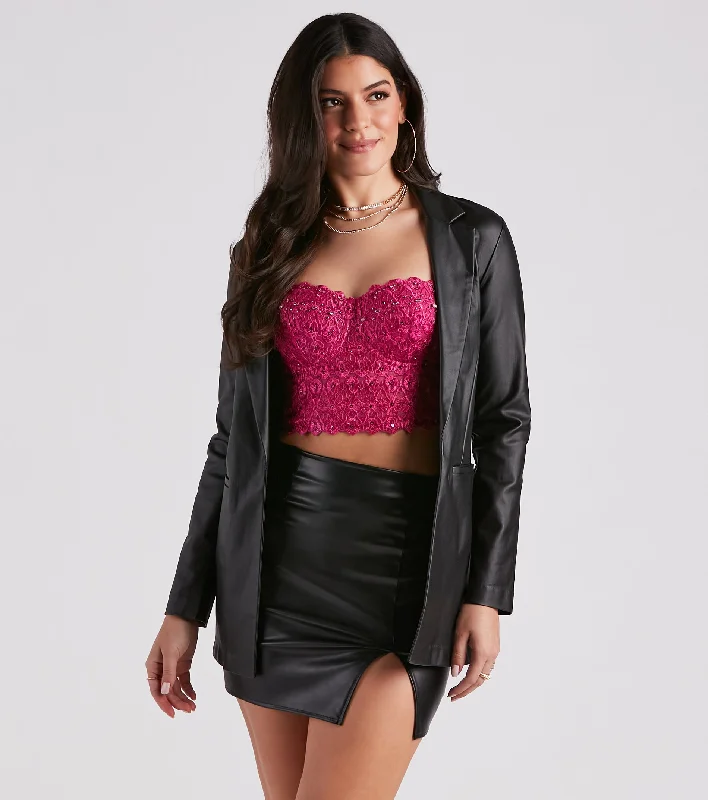 Savings Galore Perfectly Sleek Faux Leather Blazer