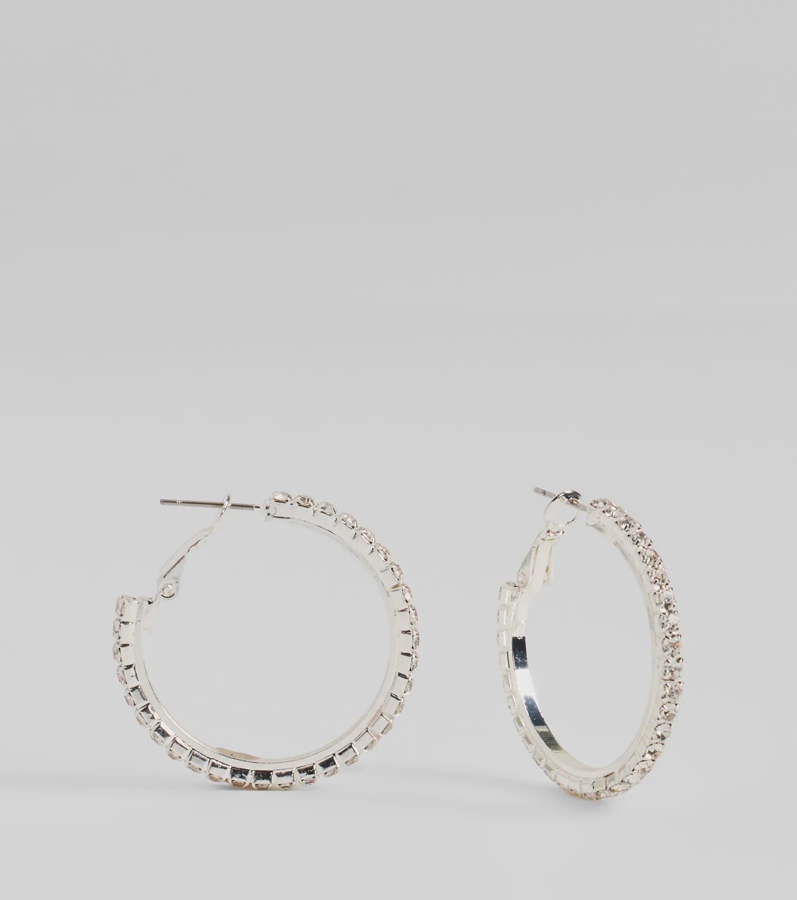 Savings Bonanza Pretty Sparkle Rhinestone Hoop Earrings