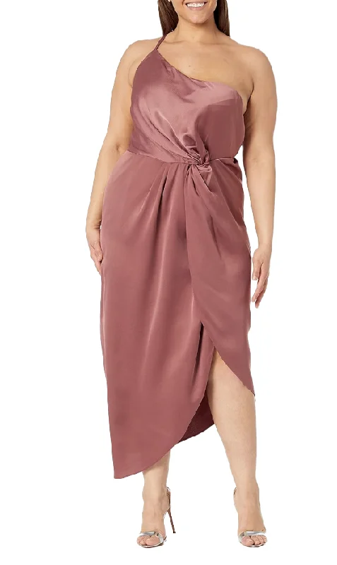 Season Finale Sale 14W - city chic rose knotted one shoulder midi dress