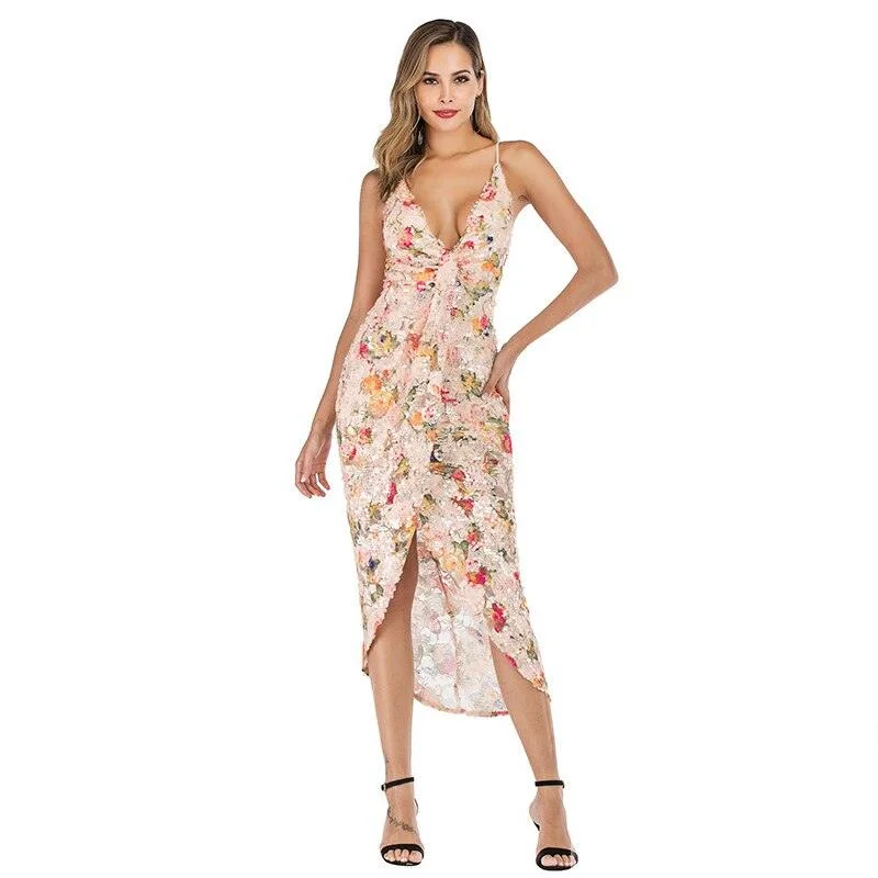 Special Discount BRINGING SEXY (OPEN) BACK FITTED FLORAL DRESS