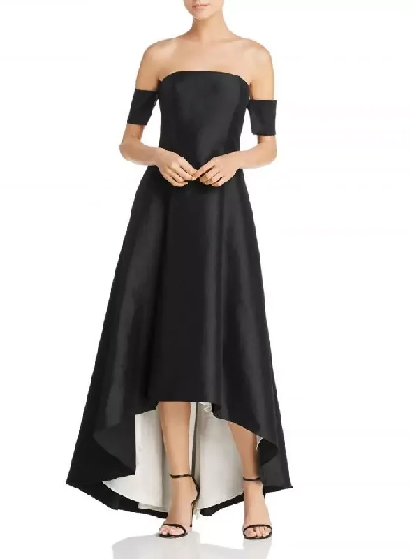 Price Drop Alert 2 - aqua black & white high low satin gown