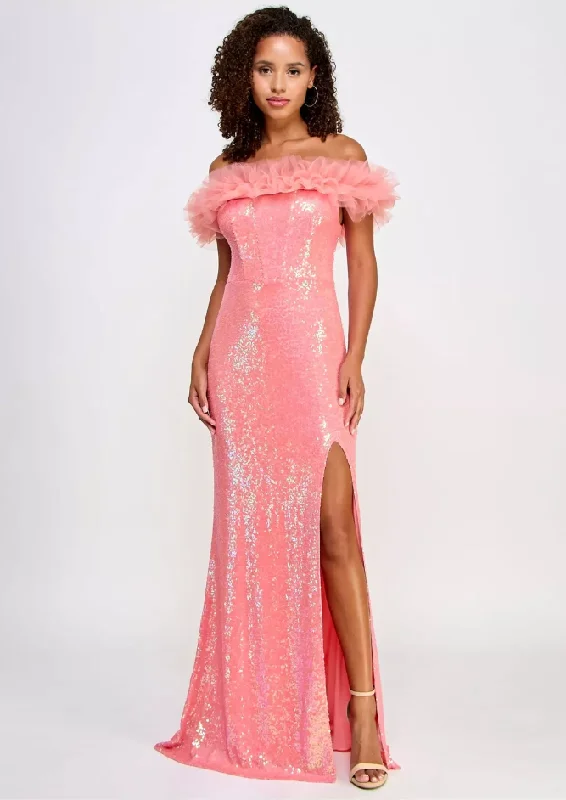 Members Only 5 - pear culture pink sequin corseted gown