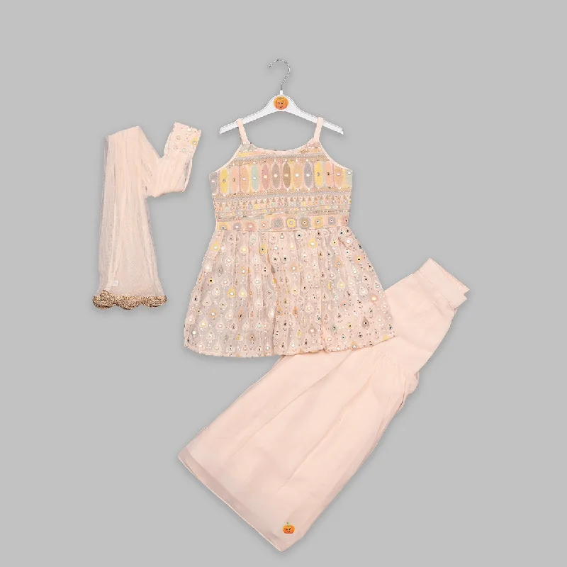Exclusive Online Offer Peach Embroidered Girls Plazo Suit