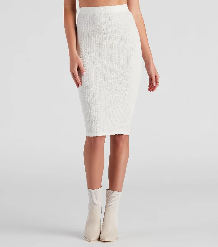 Closeout Cabin Cable Knit Midi Skirt