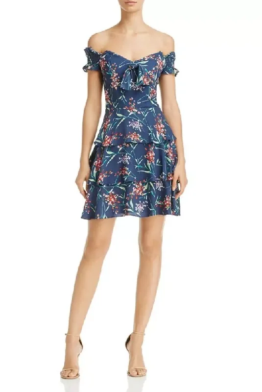 Savings Galore M - wayf blue floral off the shoulder dress