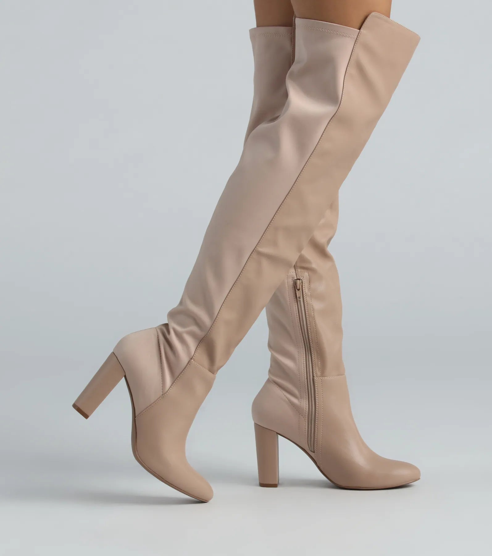 Year-End Sale Trendy Two-Tone Faux Leather Over-The-Knee Boots