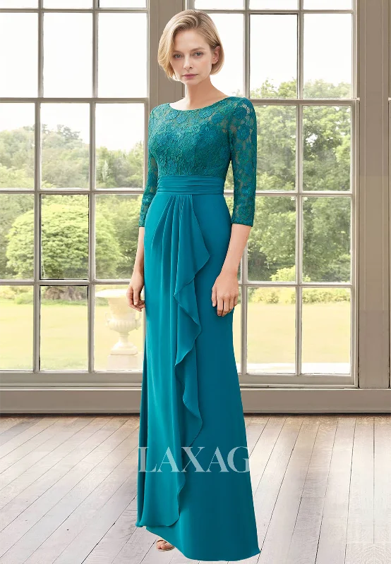 Don’t Miss Out Scoop-Neck Half-Sleeves Lace Applique Pleated Floor-Length Cutout Fitted Mother of the Bride Dress Don’t Miss Out Scoop-Neck Half-Sleeves Lace Applique Pleated Floor-Length Cutout Fitted Mother of the Bride Dress