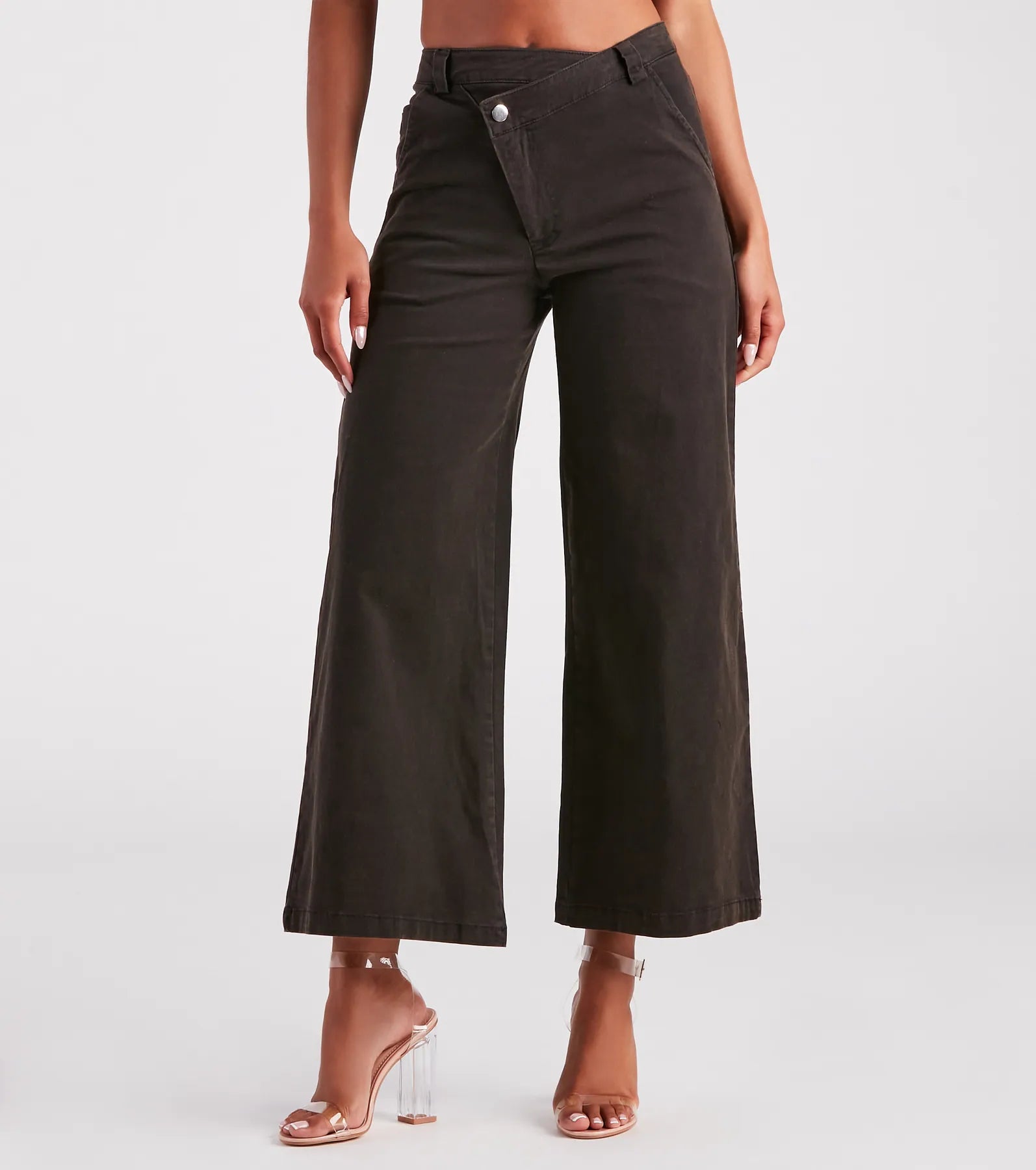 Final Markdown On A Curve Asymmetrical Waist Wide-Leg Pants