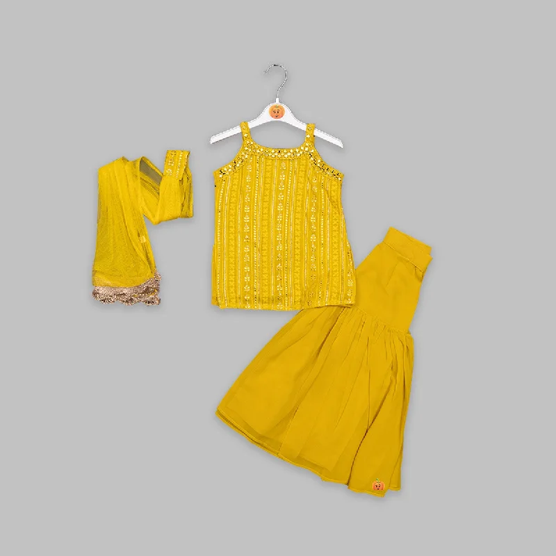 Last Chance Mustard & Pink Girls Gharara Dress