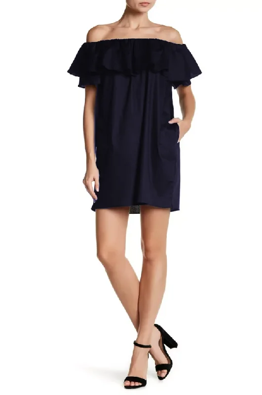 Fantastic Deals M - love...ady navy off the shoulder dress