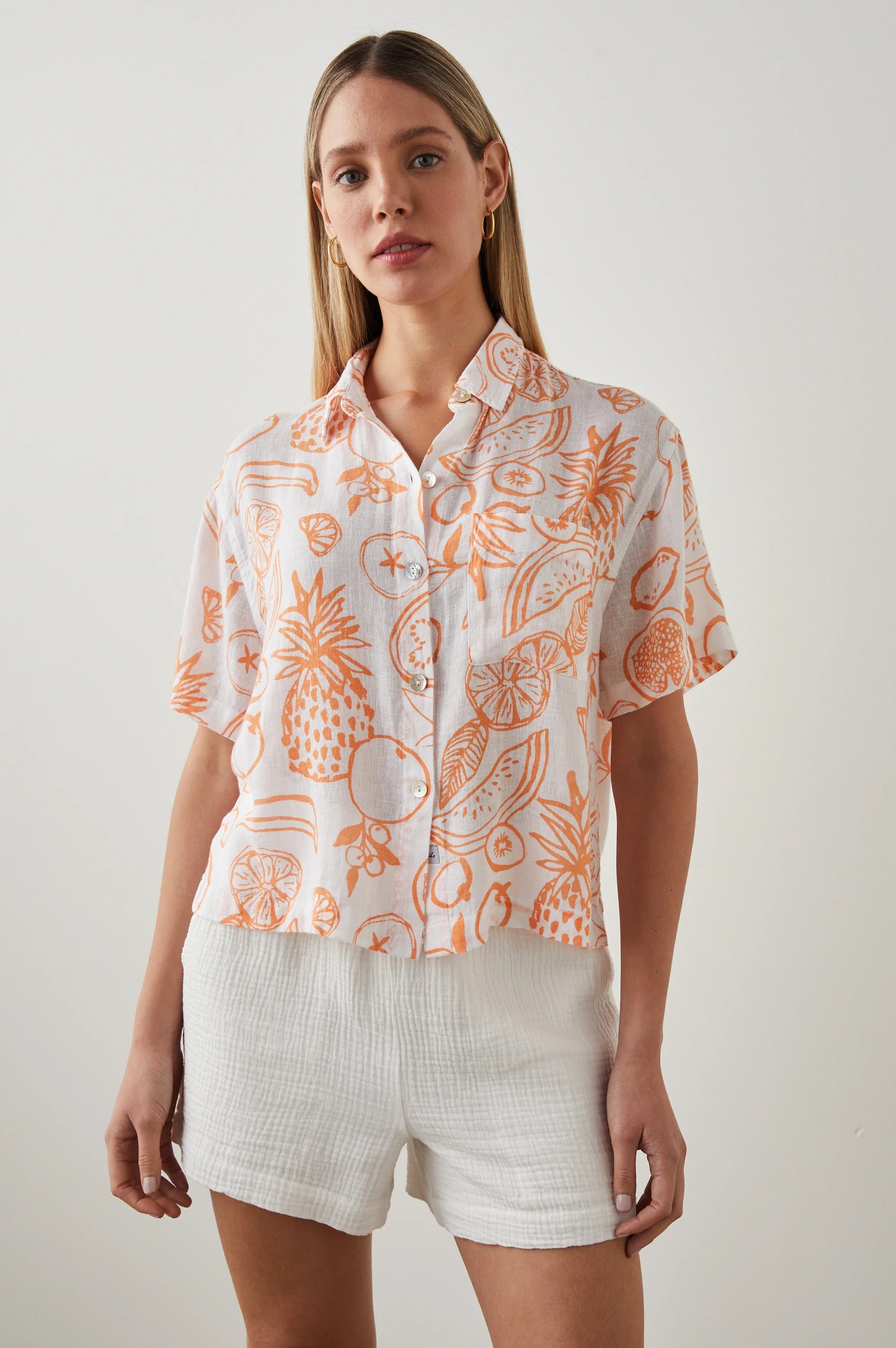 Price Rollback Payton Shirt I Orange Painted Fruits