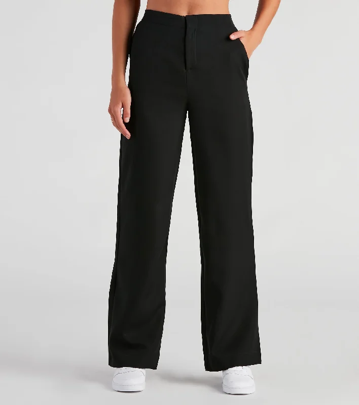 Crazy Deals Elevated And Trendy Wide-Leg Trouser Pants