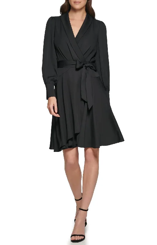 Final Markdown 14 - dkny black long sleeve wrap dress