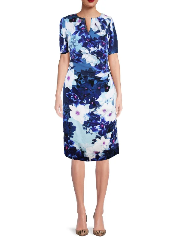 Price Drop 8 - adrianna papell blue floral short sleeve dress