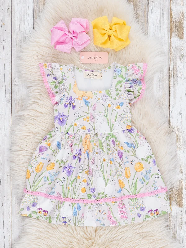 Factory Direct Sale Purple Iris Flutter Sleeve Dress