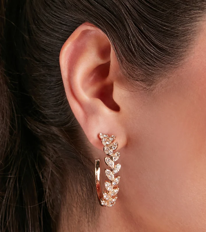 Special Buy Walk The Vine Rhinestone Leaf Hoop Earrings