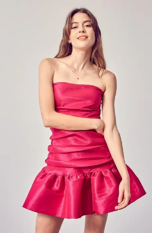 The Best Prices S - do + be hot pink strapless drop waist mini dress