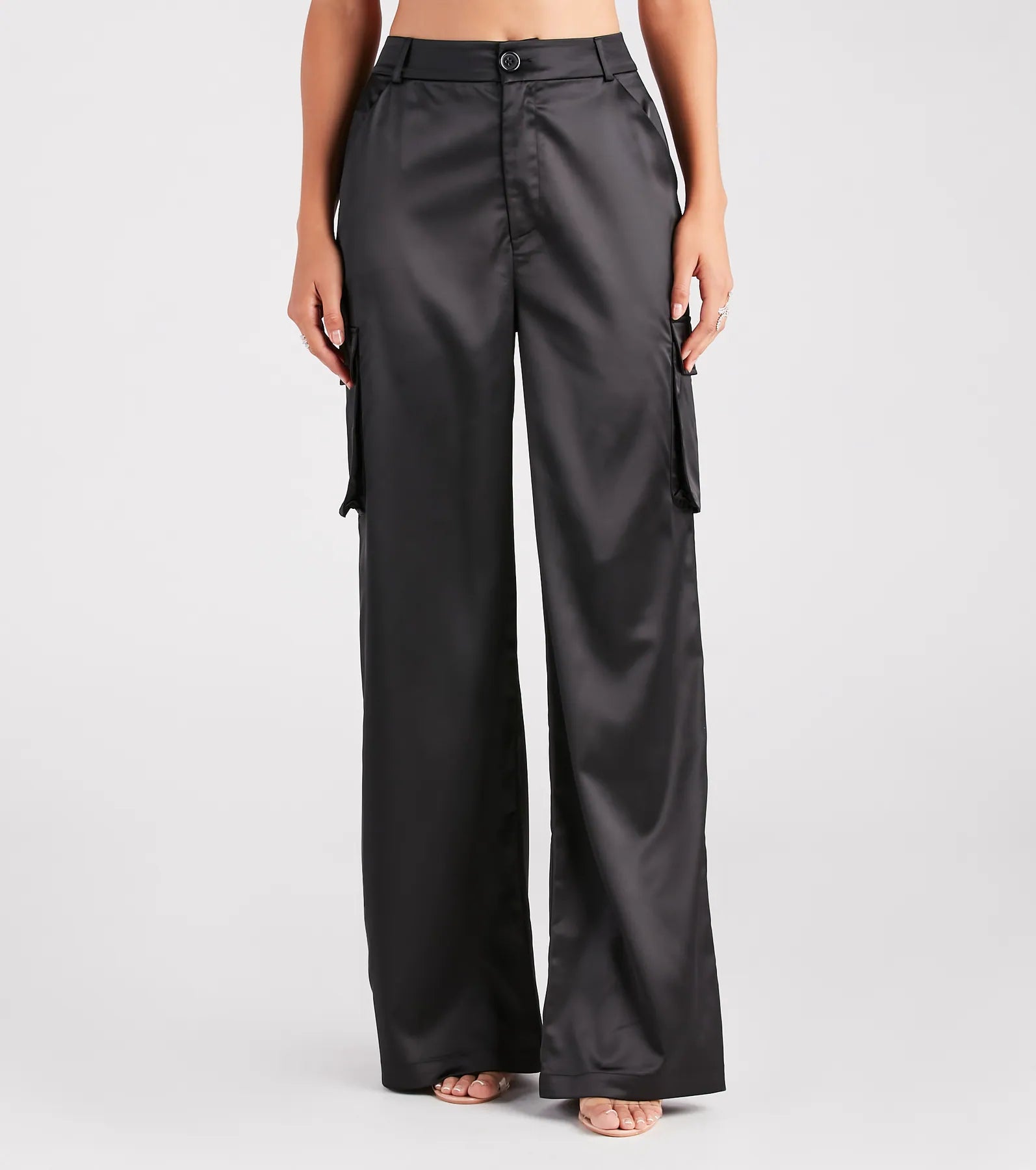 Bonus Savings Dress Me Up Satin Straight-Leg Cargo Pants