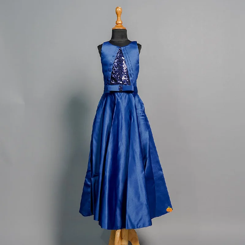 Deal Explosion Navy Blue Sequin Gown for Girls