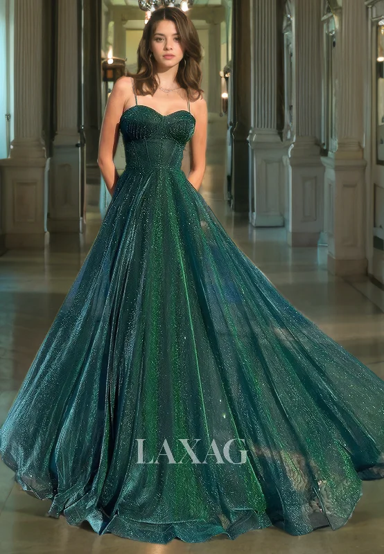 Limited Edition Spaghetti Straps Glitter Tulle A-Line Party Gowns Sweetheart Sleeveless Off-Shoulder Prom Dress Limited Edition Spaghetti Straps Glitter Tulle A-Line Party Gowns Sweetheart Sleeveless Off-Shoulder Prom Dress