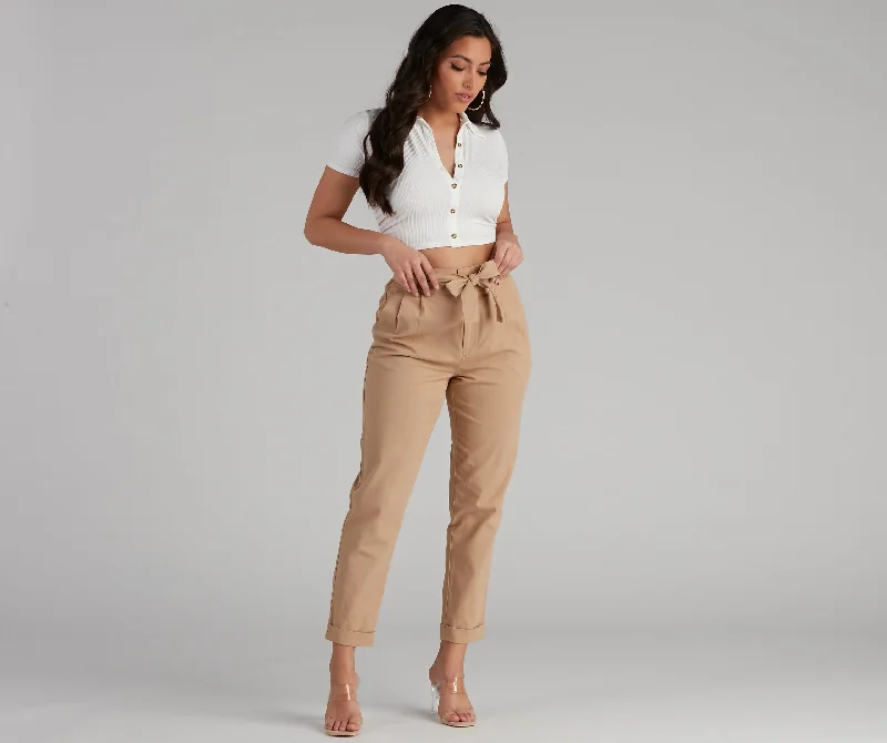 Price Drop Trendy And Tapered High Waist Paperbag Pants