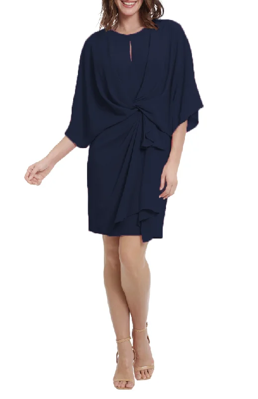Savings Galore 10 - london times navy twist front draped cocktail dress