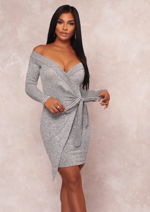 Deep Discounts ALL WRAPPED UP SWEATER DRESS