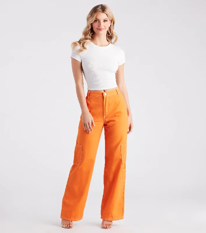Huge Discounts On Repeat Contrast Stitch Wide-Leg Pants