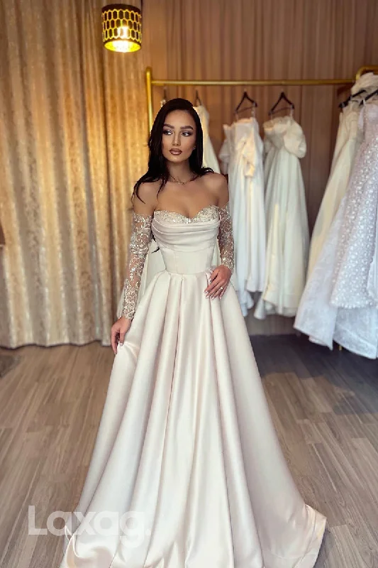 Exclusive Savings 18729 - Off-Shoulder Lace Beaded Ruched Long Prom Evening Dress