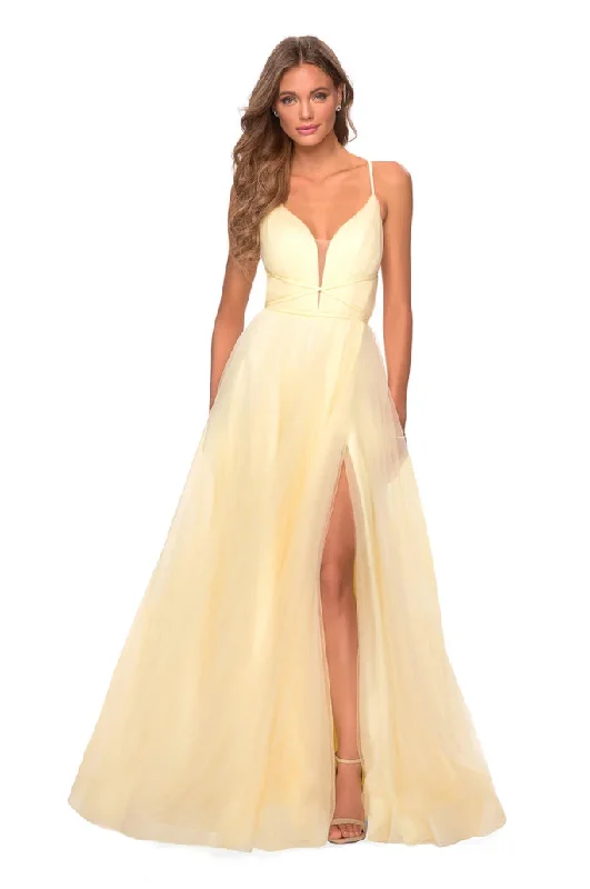 Great Bargains 00 - la femme butter yellow tulle gown