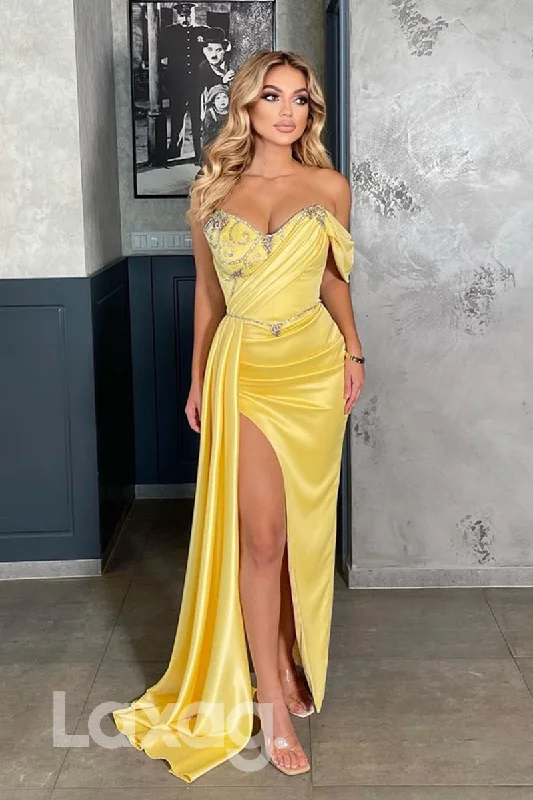 TIME-Limited Offer 18731 - Off Shoulder Beads High Split Mermaid Formal Evening Dress