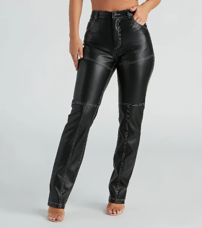 Huge Discounts Rock Of Ages Faux Leather Straight-Leg Pants