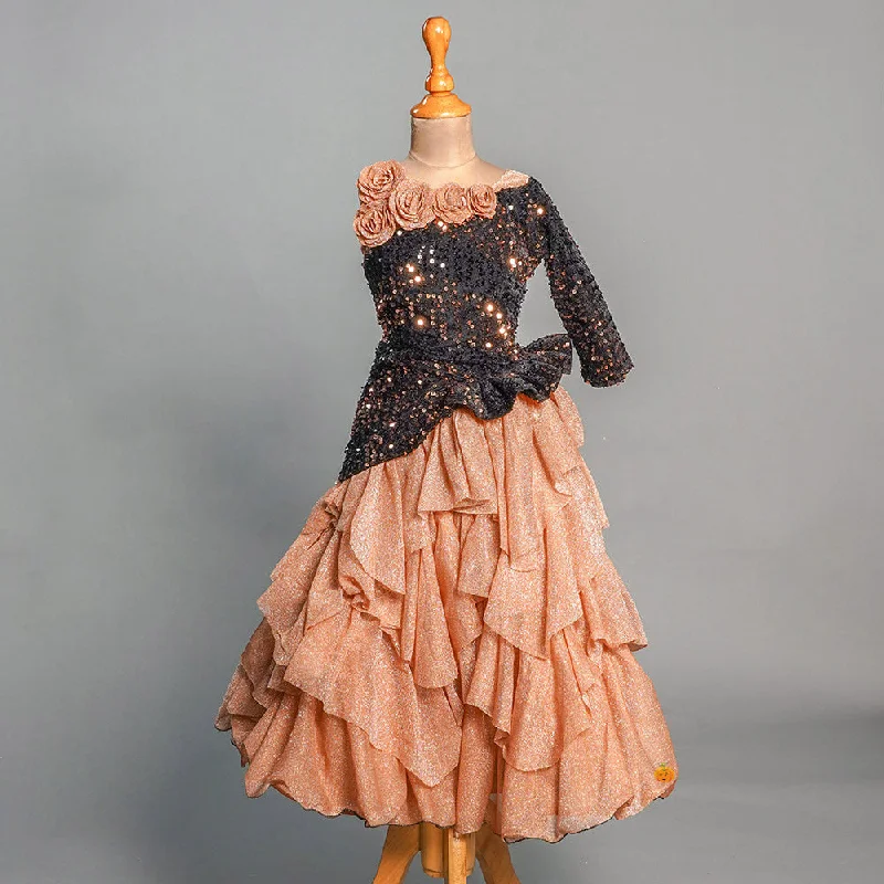 Closeout Sale Fawn & Silver Floral Girls Gown