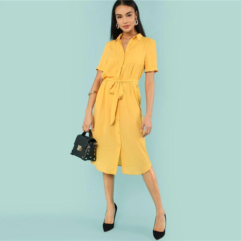 Act Fast OFFICE DIVA BUTTON-UP DRESS