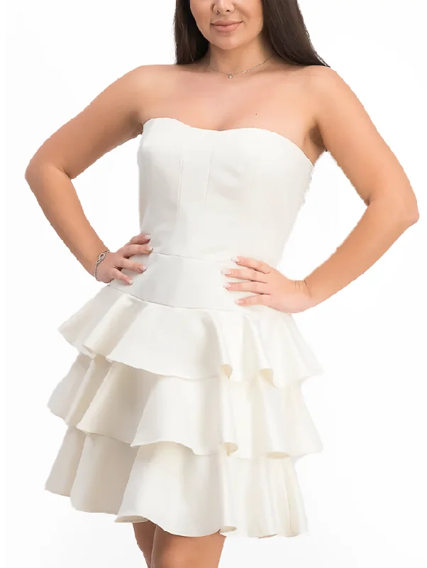 Blowout Sale calvin klein ivory strapless ruffle dress