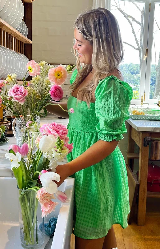 Final Markdown Rubi Green Babydoll Mini Dress
