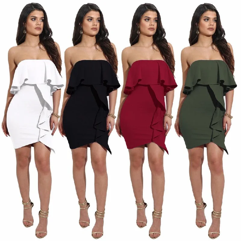 Deal Alert SEXY CHIC STRAPLESS RUFFLE DRESS