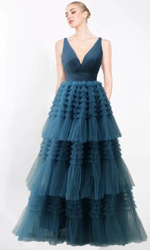 Discount Deals 4 - ssb teal tiered tulle ruffle ball gown