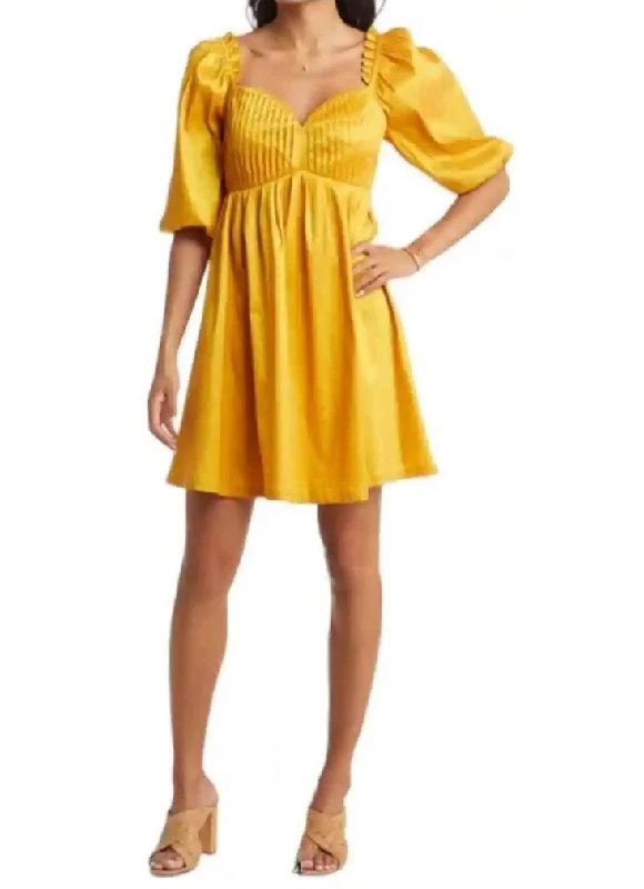 Warehouse Sale M - vici yellow puff sleeve babydoll dress