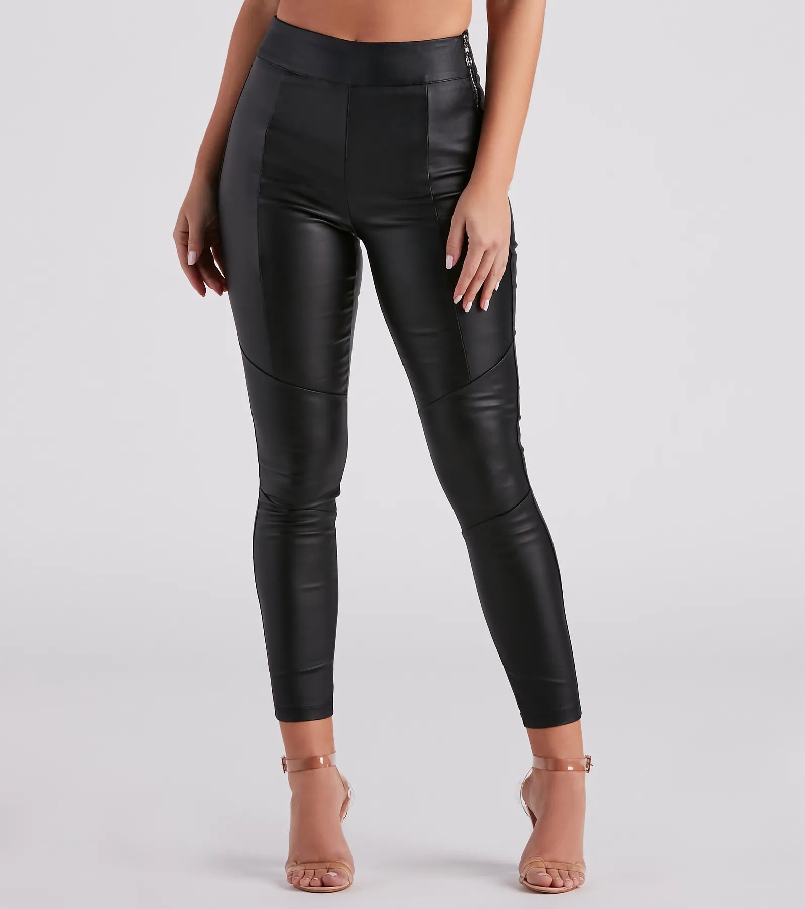 Clearance Sale Livin' On The Edge Coated Faux Leather Leggings