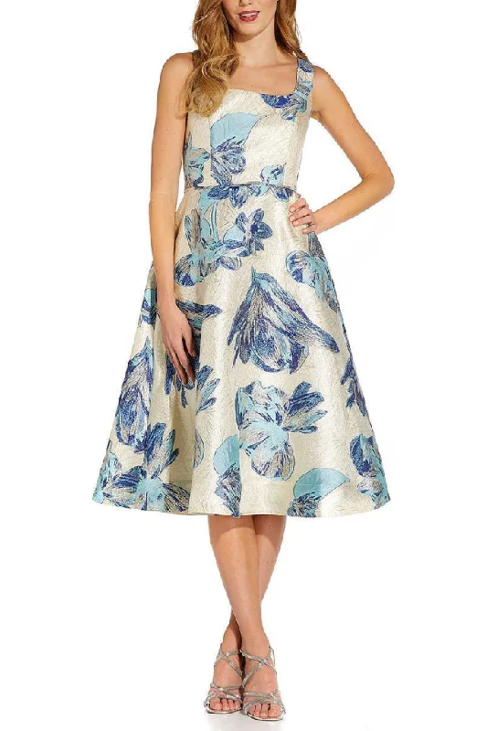 Unmissable Offer 2 - adrianna papell gold & blue metallic cocktail dress