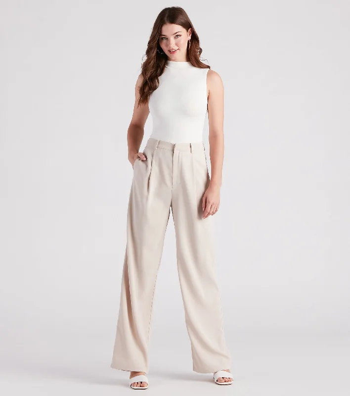 Online Specials Elevated Style Wide-Leg Trouser Pants