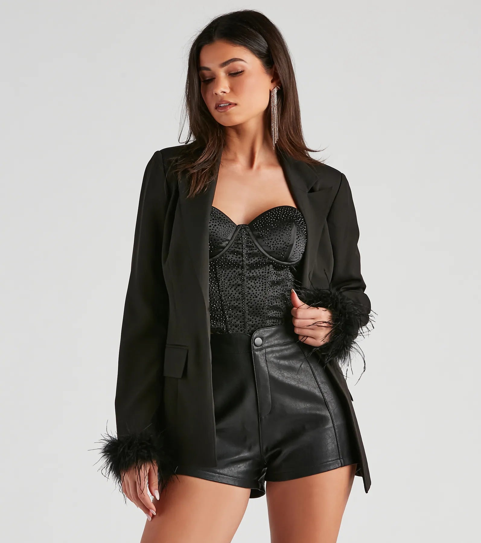 Sale Event Feelin' Fancy Feather Trim Blazer