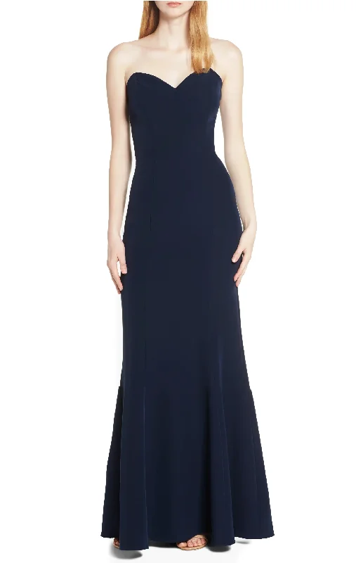 Price Blitz M - wayf navy strapless lace up fitted gown