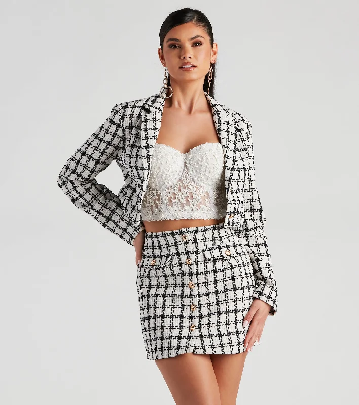 Exclusive Offers Social Scene Plaid Tweed Blazer