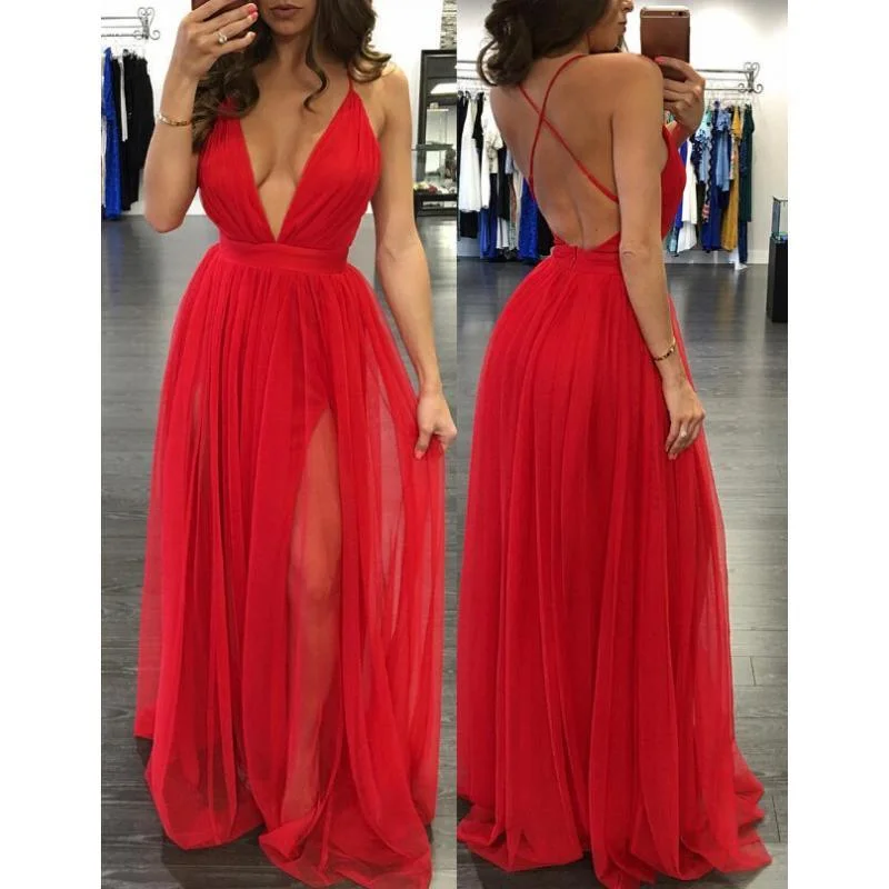 Value Deals CHIFFON BACKLESS MAXI DRESS