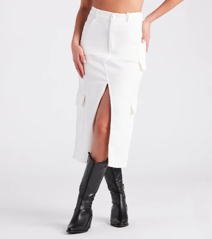 Lowest Prices Stand In Command Cargo Denim Midi Skirt