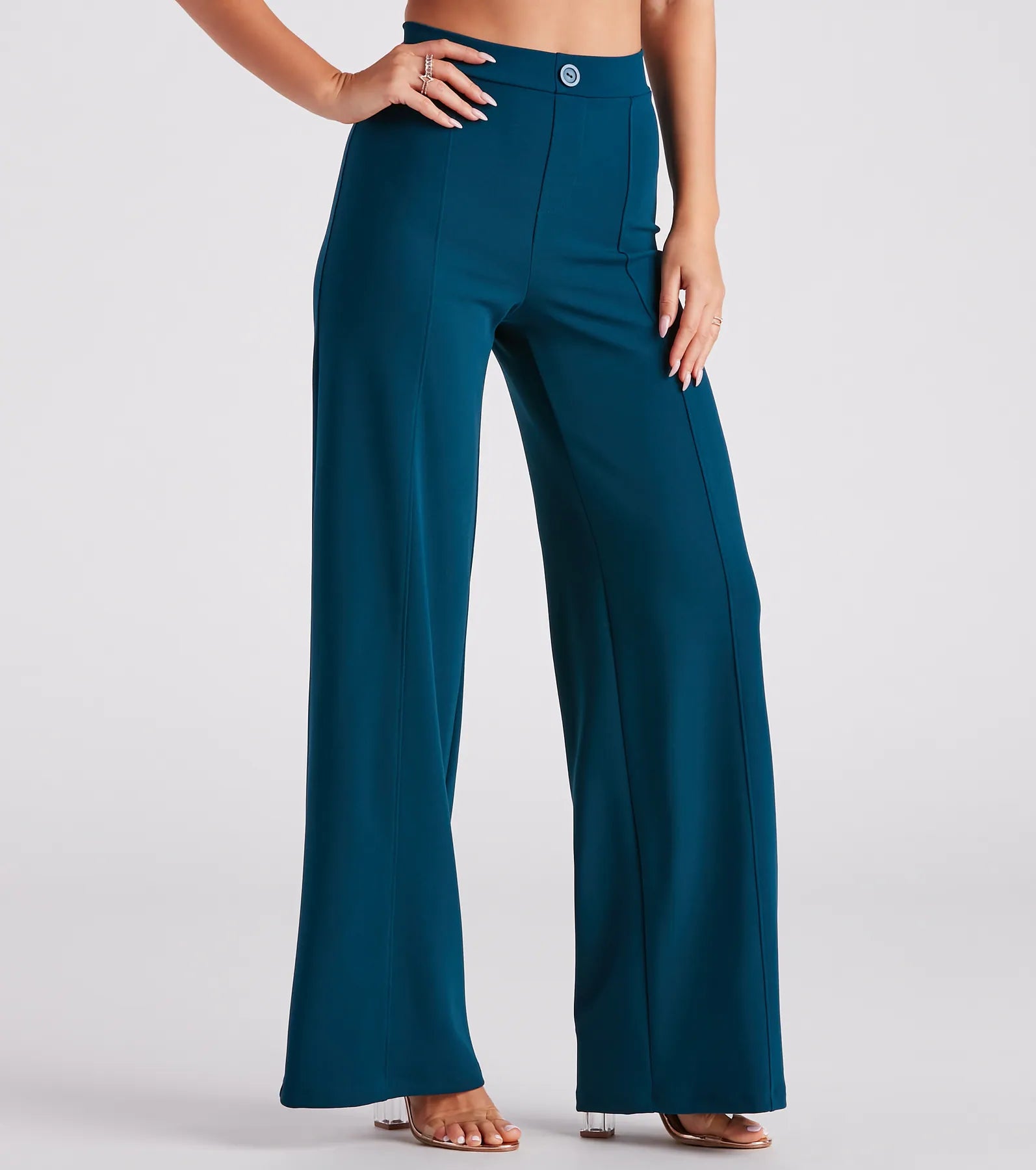 Deal Dash Wrap Around You Crepe Wide-Leg Pants
