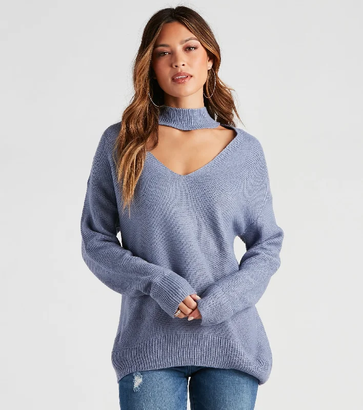 Value Deals Keeping Knit Chic Mock Neck Sweater
