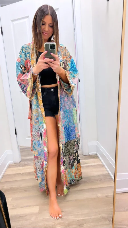 Take Advantage Karma Patchwork Long Kimono